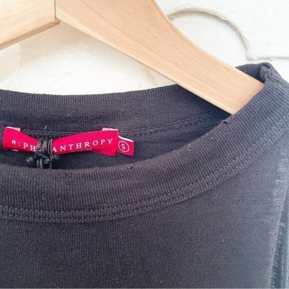 n:Philanthropy Black Sleeveless Crewneck Side Ruching Peach Dress Size S NEW - Picture 3 of 10